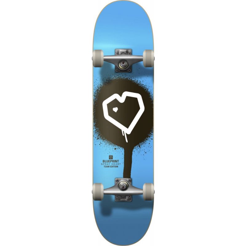 Blueprint Spray Heart V2 8" Complete Skateboard - Black / Blue / White