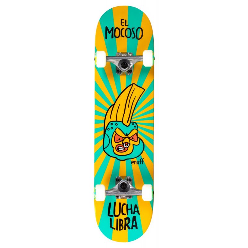 Enuff Lucha Libre Mini 7.25" Complete Skateboard - Yellow / Blue