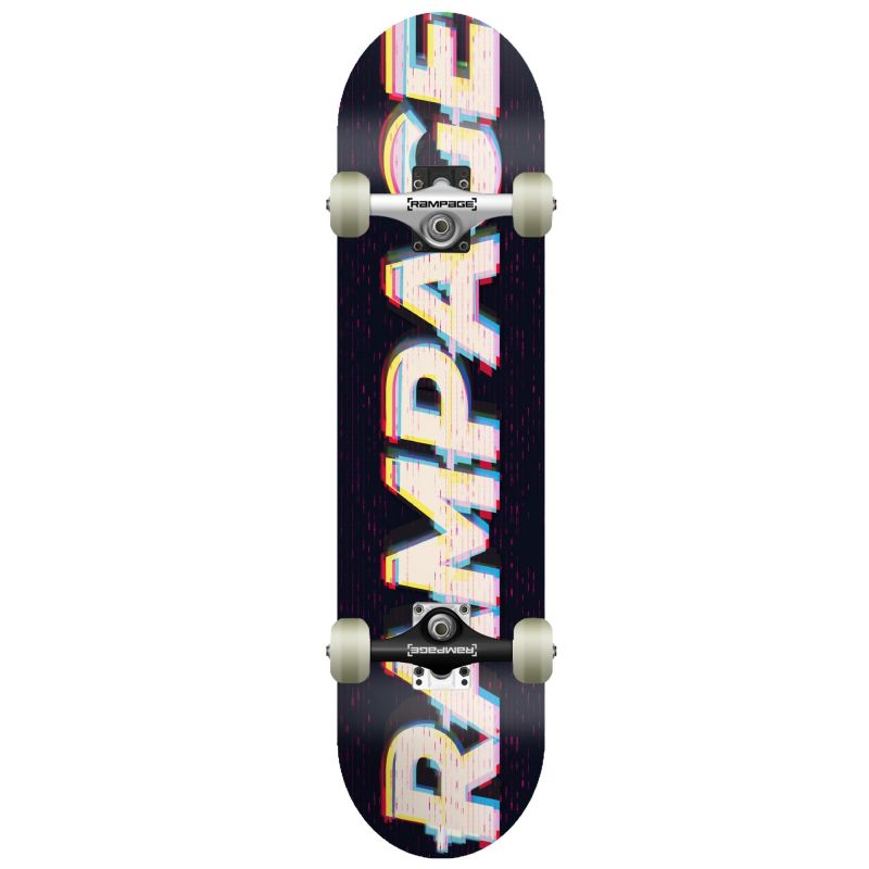Rampage Glitch Logo Multi 8" Complete Skateboard