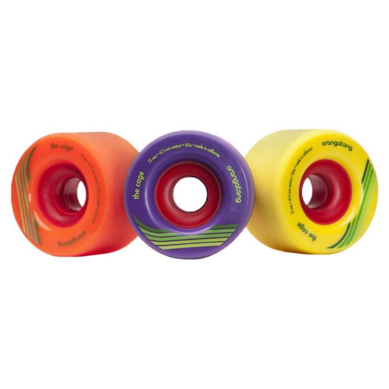 Orangatang Cage Longboard Wheels (Orange/Purple/Yellow) – 73mm x4
