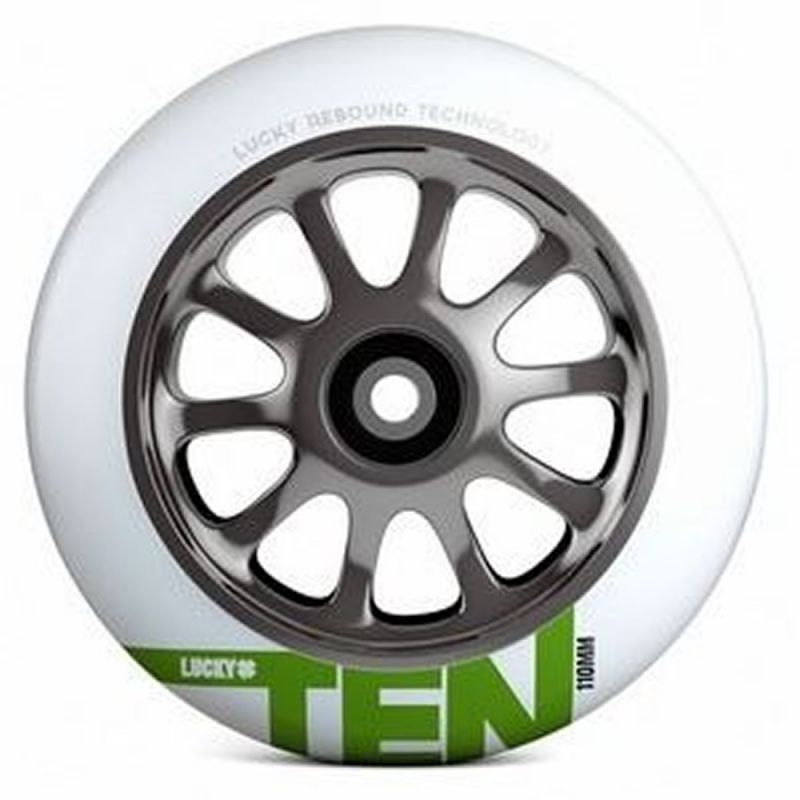 Lucky Ten 110mm Scooter Wheel - White / Gunmetal