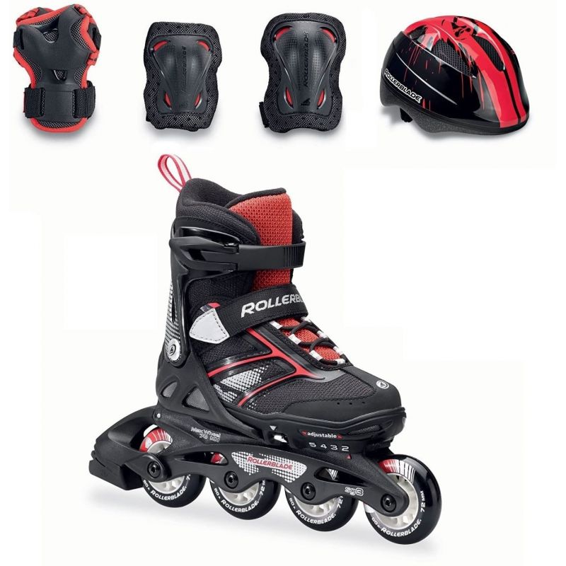 Rollerblade 2016 Cube Inline Skates & Protection Pack - Black / Red