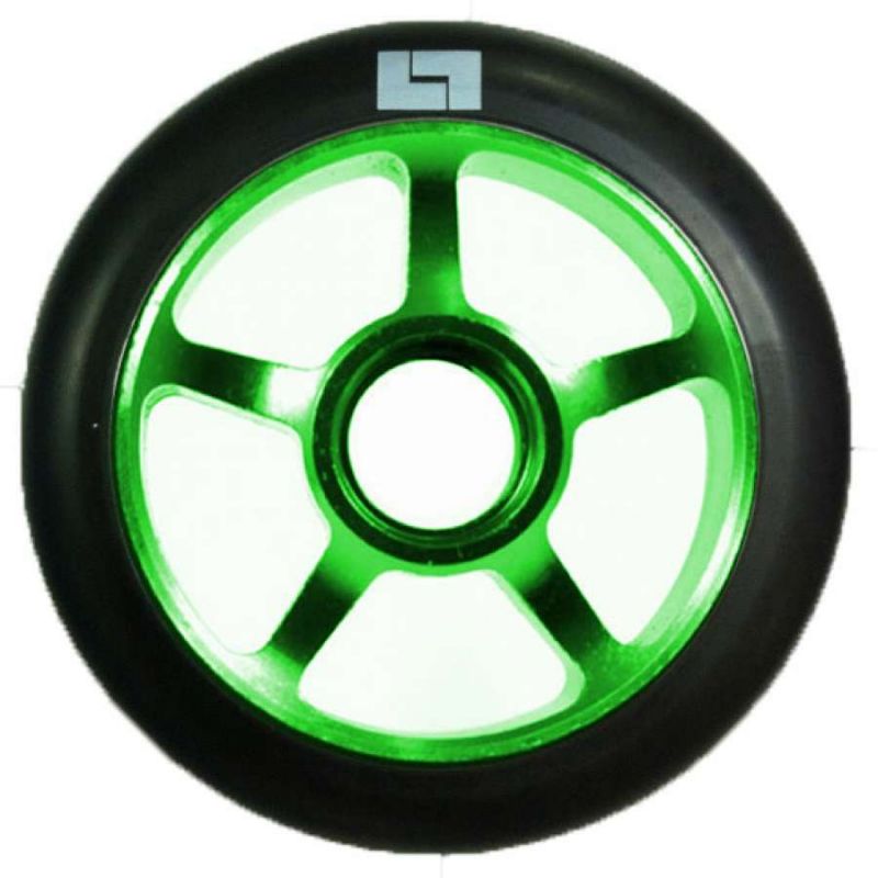 Logic 5 Spoke 100mm Metal Core Wheel Black Green