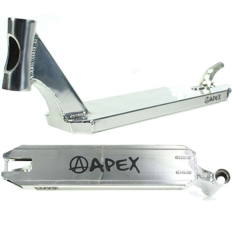 Apex Pro Polished Silver Scooter Deck – 22.8"/23.6" x 4.5”