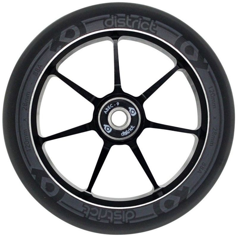 District LP 120mm x 28mm Alloy Core Scooter Wheel - Black / Grey