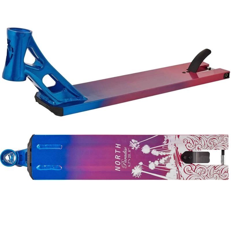 North Paradise Forged Pro Miami Fade Blue Pink Street Scooter Deck – 20.8” x 4.7”