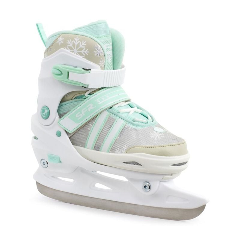 SFR Nova White / Teal Blue Adjustable Ice Skates
