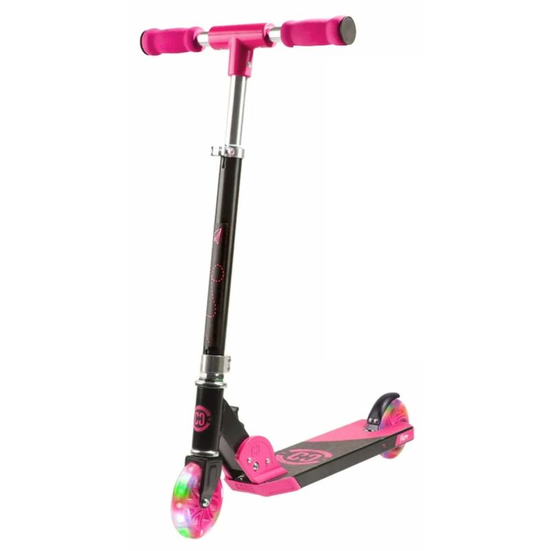 CORE Foldy Junior Foldable Scooter with LED Wheels - Black / Pink