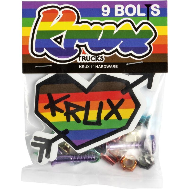 Krux Krome Skateboard Phillips Bolts - Rainbow 1"