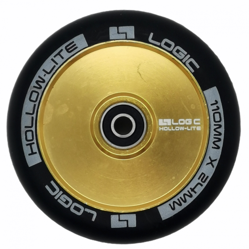 Logic Hollow Lite Gold 110mm Scooter Wheels inc. ABEC 11 Bearings