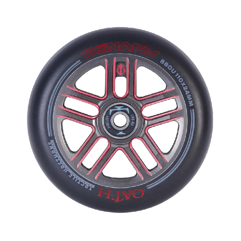 Oath Binary 110mm Scooter Wheel - Red / Titanium