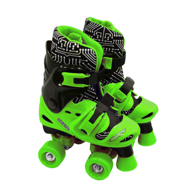 Elektra Quad Boot Adjustable Black Green Roller Skates - UK13J - 2