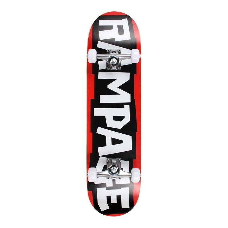 Rampage Block Logo 8" Complete Skateboard - Red / Black
