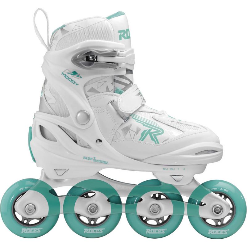 Roces Moody TIF Adjustable Inline Skates - White - Aqua Teal