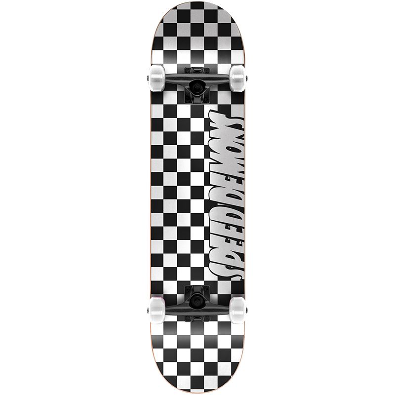 Speed Demons Checkers Black White Complete Skateboard - 32" x 8"