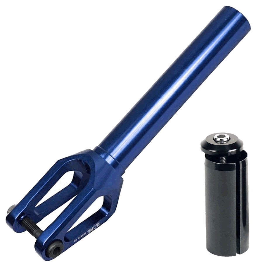 An image of Dare Dimension IHC Scooter Forks - Blue