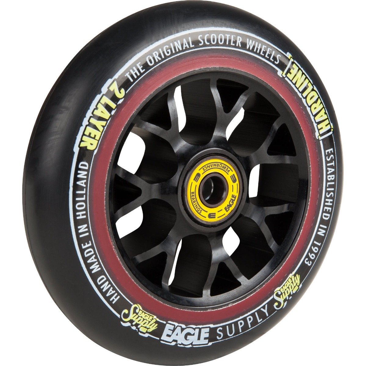 An image of Eagle Supply 115mm Hardline 2-Layer X6 Panthers Scooter Wheel - Black