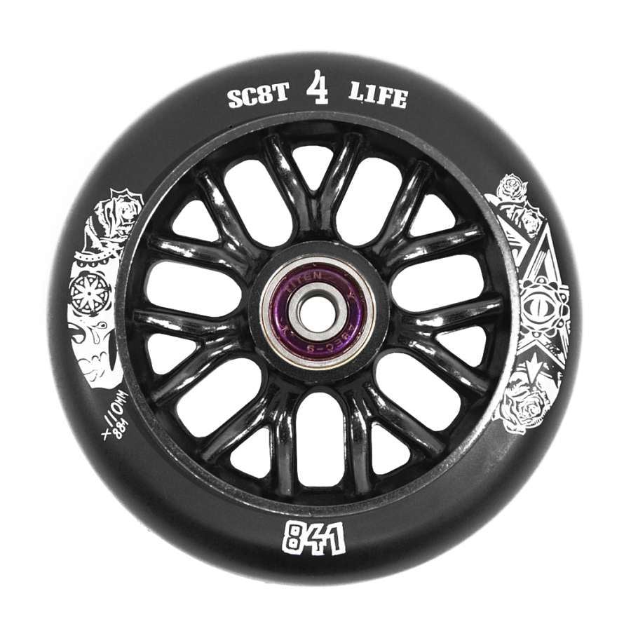 An image of 841 Skully Cold Forged 110mm Scooter Wheel - Black
