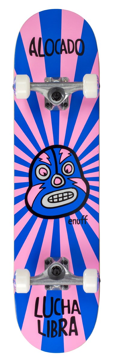 An image of Enuff Lucha Libre 7.75" Complete Skateboard - Pink / Blue