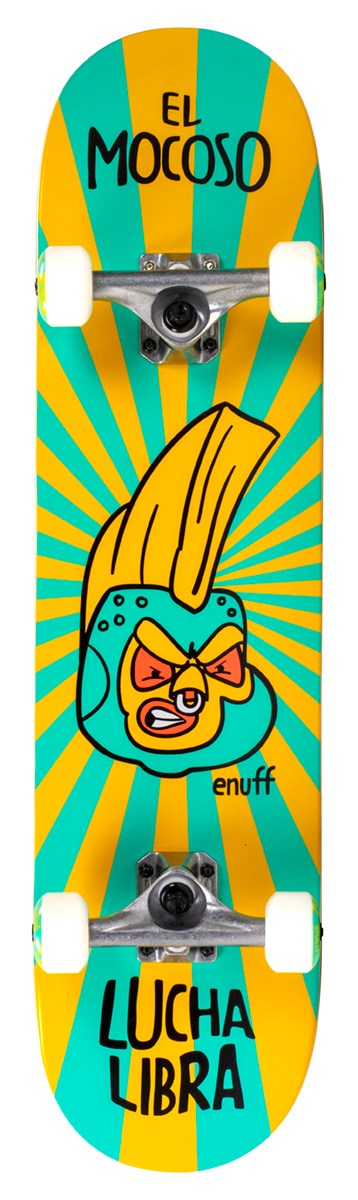 An image of Enuff Lucha Libre 7.75" Complete Skateboard - Yellow / Blue
