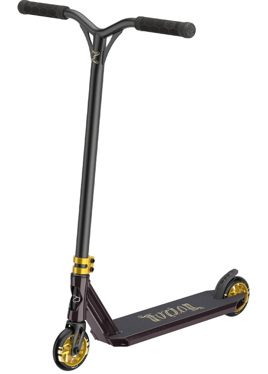 An image of Fuzion Z300 2021 Fixed 1 Piece Complete Stunt Scooter - Black Gold Colorshift
