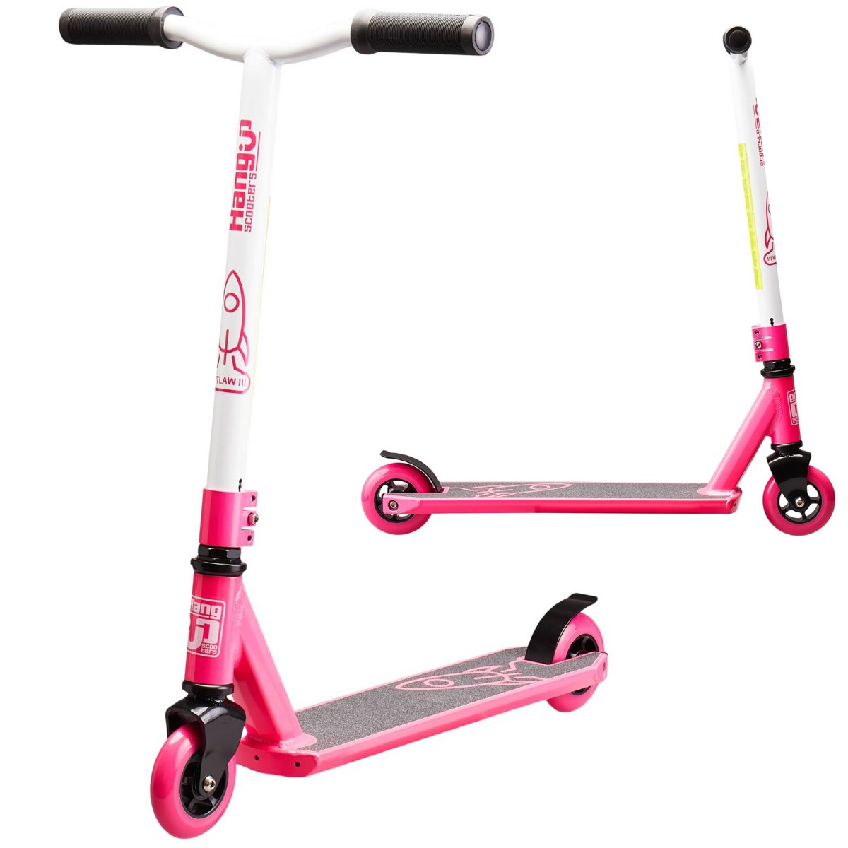 An image of Hangup Outlaw III Kids Stunt Scooter - White Pink