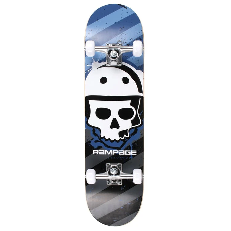 An image of Rampage Bonehead 7.75" Complete Skateboard - Blue