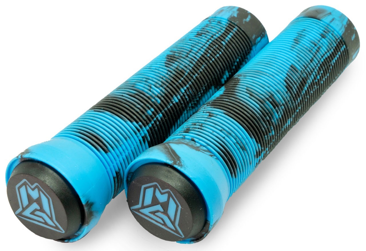 An image of Madd MGP 150mm Swirl Scooter Grips - Blue / Black