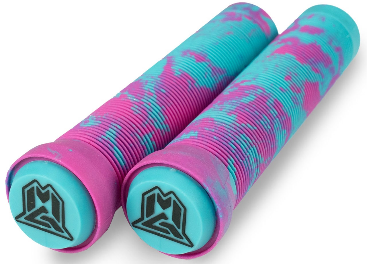 An image of Madd MGP 150mm Swirl Scooter Grips - Pink / Teal
