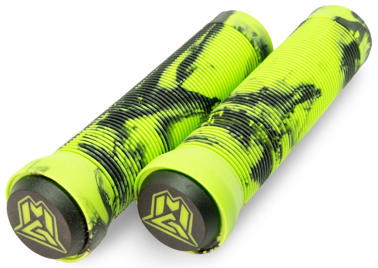 An image of Madd MGP 150mm Swirl Scooter Grips - Green / Black