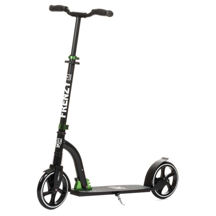 An image of Frenzy 205mm Suspension Recreational Scooter - Black / Green