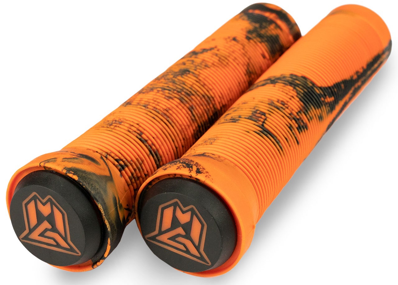 An image of Madd MGP 150mm Swirl Scooter Grips - Orange / Black