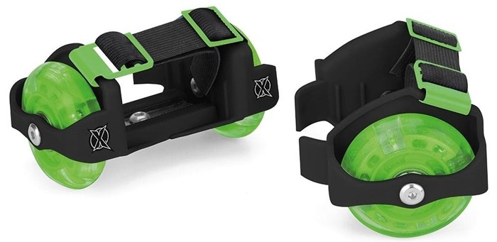 An image of Xootz LED Heel Roller Wheels - Black / Green
