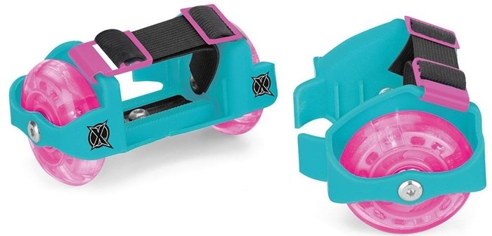 An image of Xootz LED Heel Roller Wheels - Blue / Pink