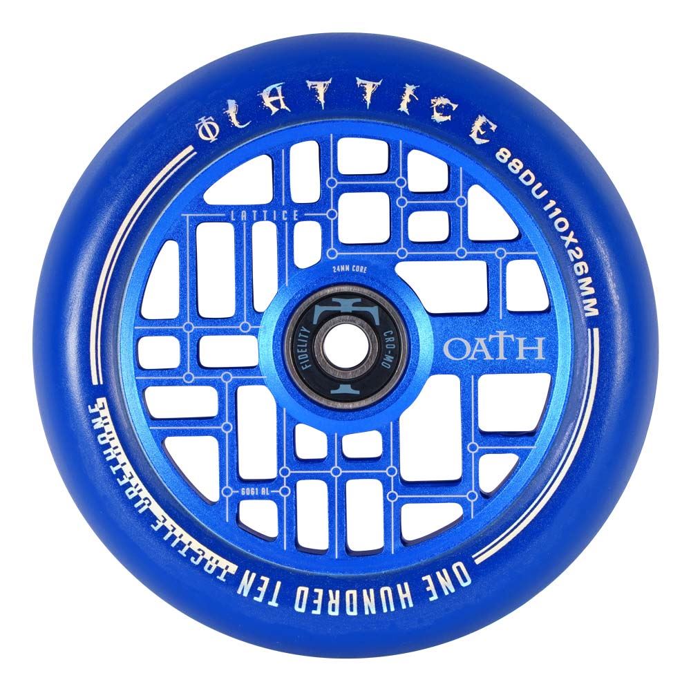 An image of Oath Lattice 110mm Scooter Wheel - Blue