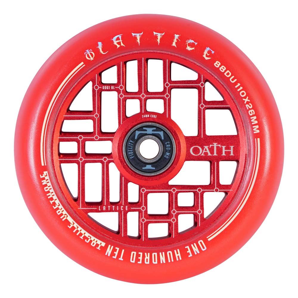 An image of Oath Lattice 110mm Scooter Wheel - Red