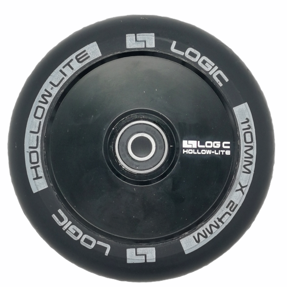 An image of Logic Hollow Lite Black 110mm Scooter Wheels inc. ABEC 9 Bearings