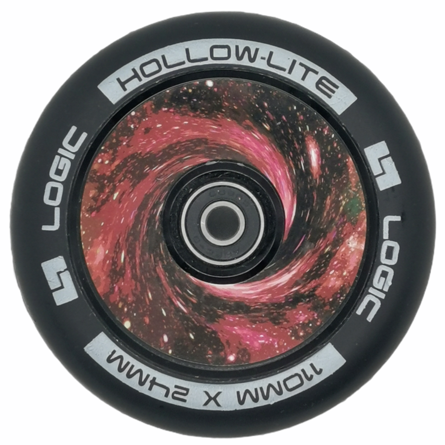 An image of Logic Hollow Lite Vortex Red 110mm Scooter Wheels inc. ABEC 9 Bearings