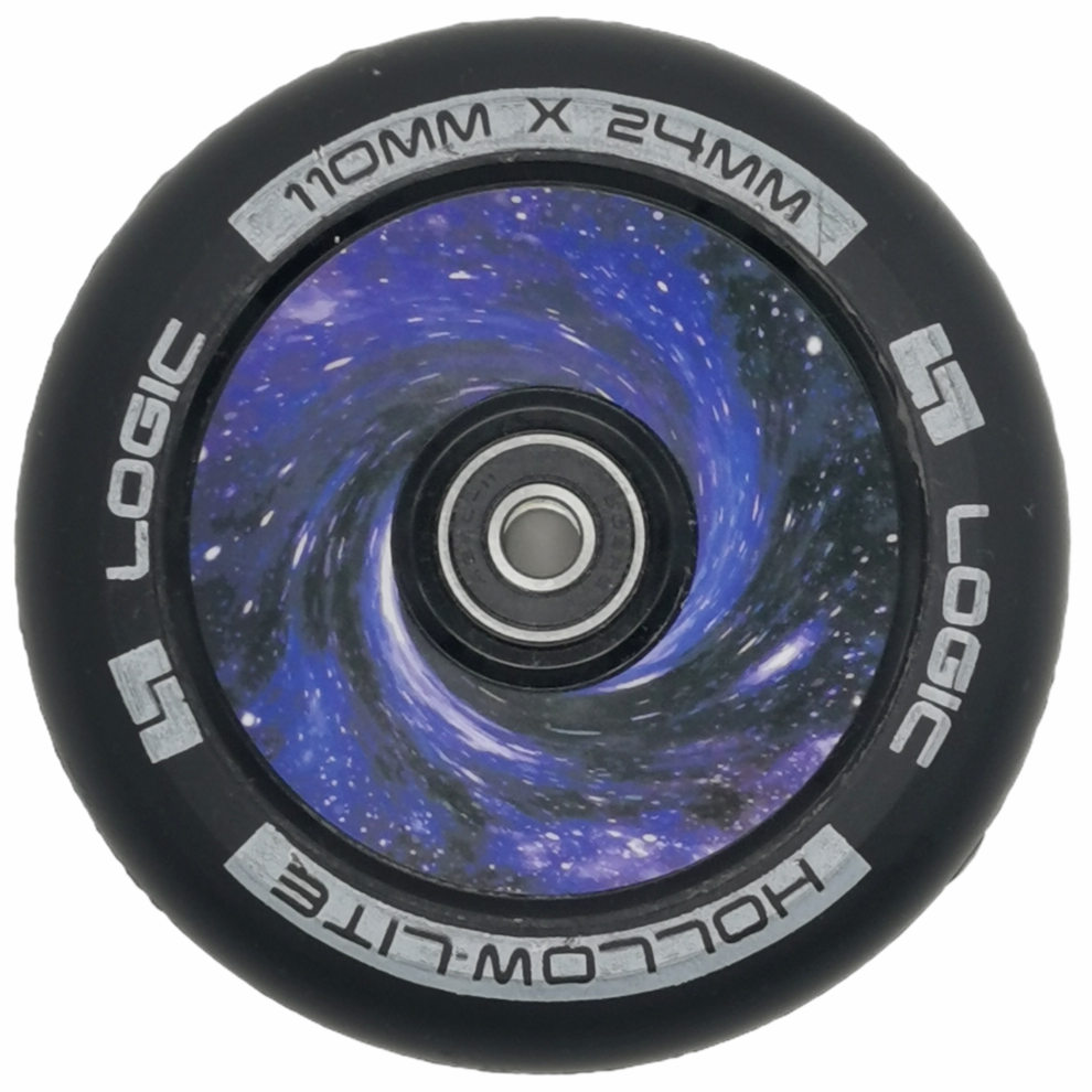 An image of Logic Hollow Lite Vortex Blue 110mm Scooter Wheels inc. ABEC 9 Bearings
