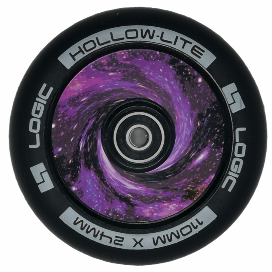 An image of Logic Hollow Lite Vortex Purple 110mm Scooter Wheels inc. ABEC 9 Bearings