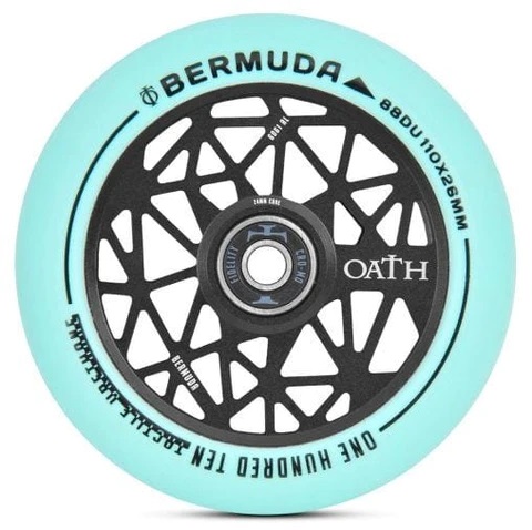 An image of Oath Bermuda 120mm Scooter Wheel - Anodised Black / Teal