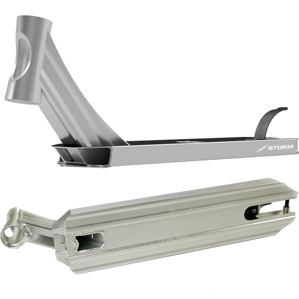 An image of Revolution Storm Stunt Scooter Deck - Chrome Silver Polished - 19" x 4.7"