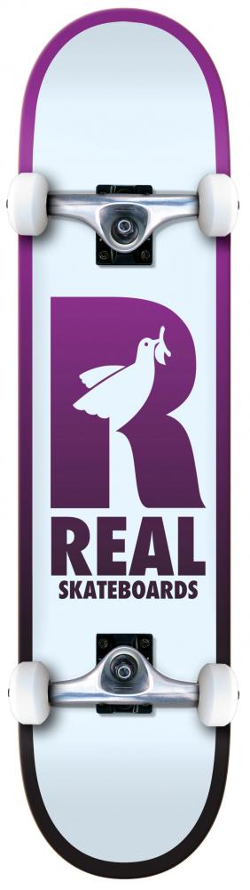 An image of Real Be Free 8.25" Complete Skateboard - White / Purple