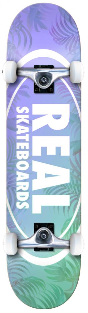 An image of Real Island Ovals 8" Complete Skateboard - Blue / Purple