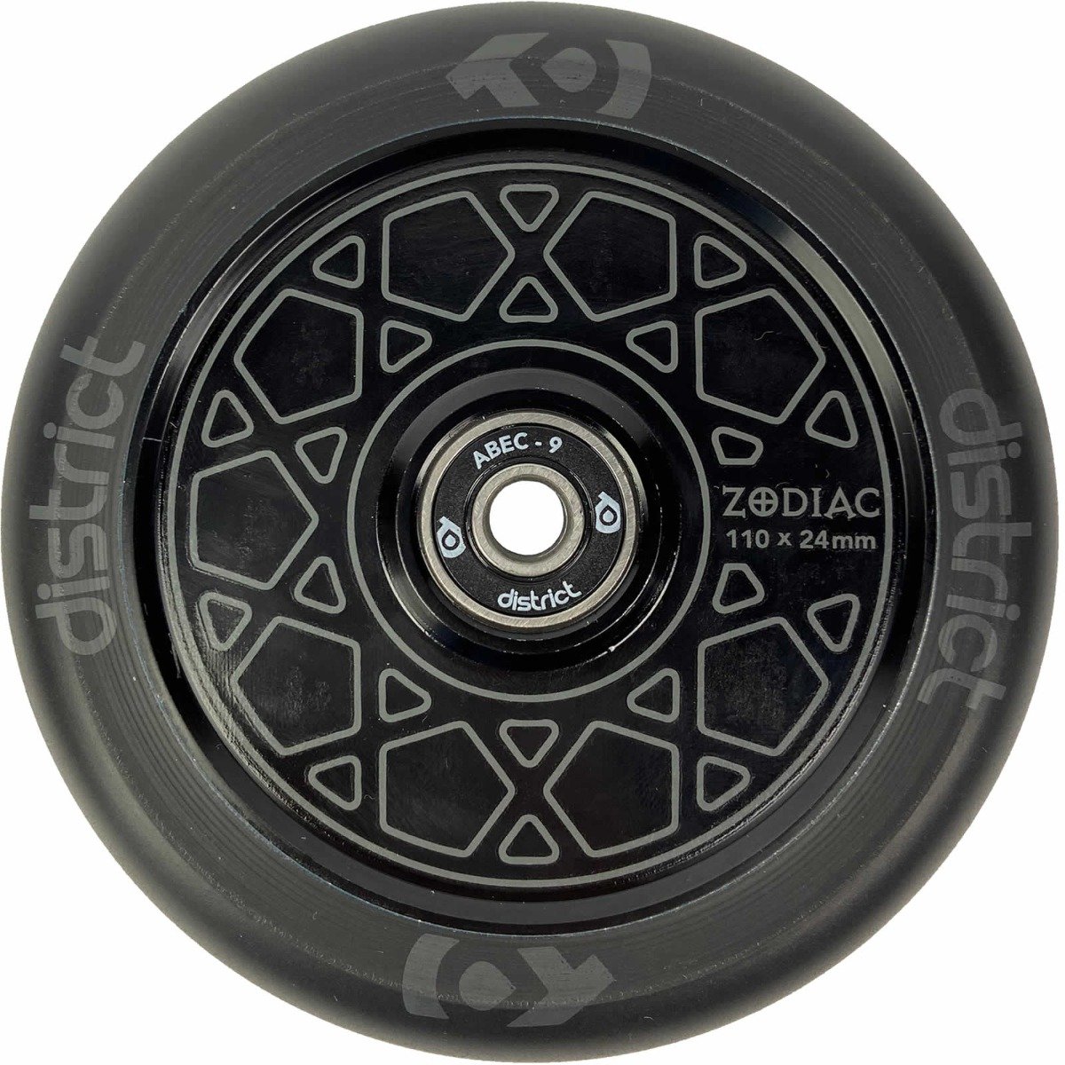 An image of District Zodiac Black Stunt Scooter Wheels - 110mm